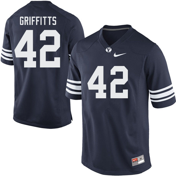 Men #42 Kyle Griffitts BYU Cougars College Football Jerseys Sale-Navy